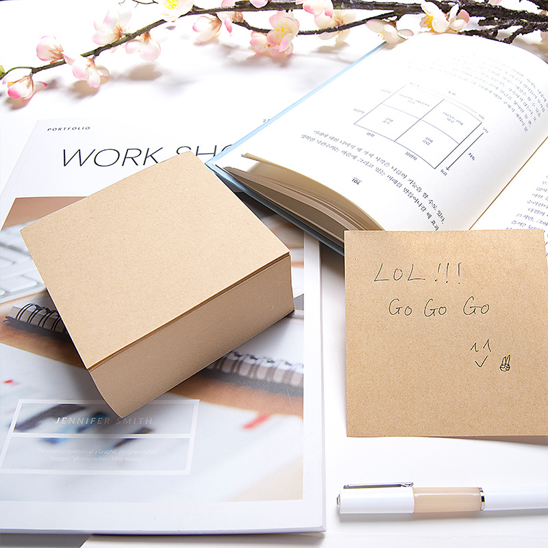 0732 Korean Thick Square Brick Note N Times Sticker Simple Stationery Blank Tear-off Note Pad Sticky Notes 400 Sheets