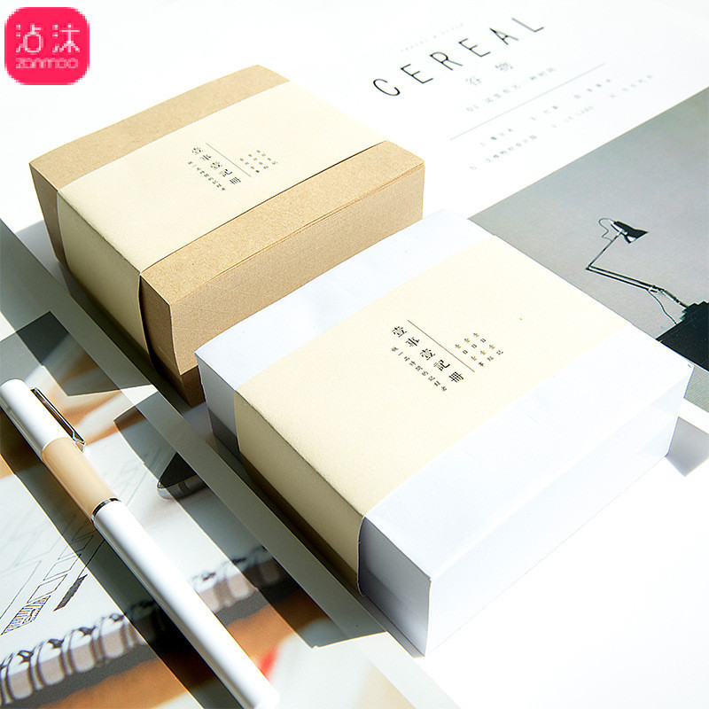 0732 Korean Thick Square Brick Note N Times Sticker Simple Stationery Blank Tear-off Note Pad Sticky Notes 400 Sheets