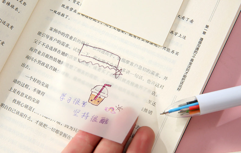 Transparent Student Notes Sticky Note Tearable Simple Note Paper Ins Post-It Notes Note Sticker Notepaper Wholesale