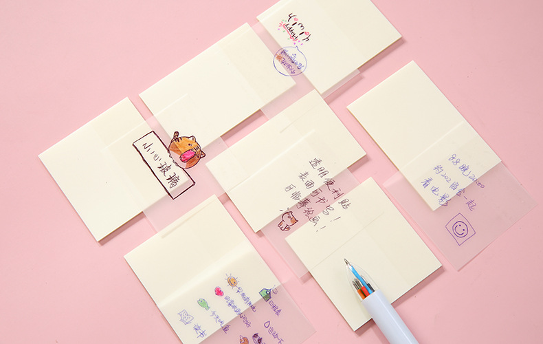 Transparent Student Notes Sticky Note Tearable Simple Note Paper Ins Post-It Notes Note Sticker Notepaper Wholesale