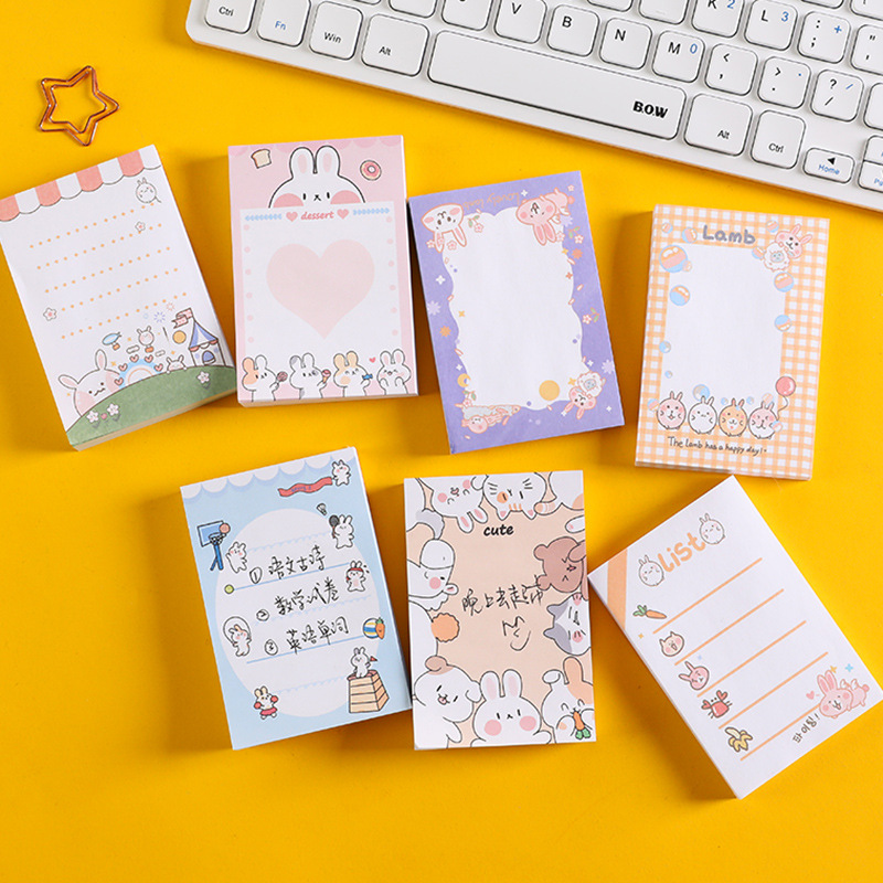 Zhishun Cute Cartoon Cute Rabbit Memo Notepad Student Journal Sticky Notes Tearable Note Sticker Message Notepad