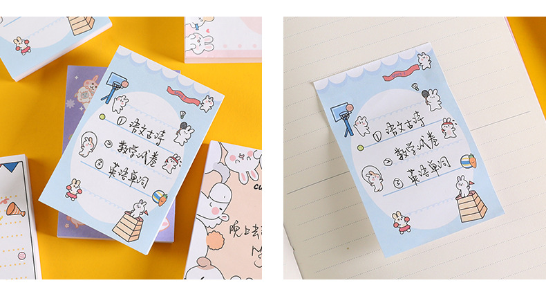 Zhishun Cute Cartoon Cute Rabbit Memo Notepad Student Journal Sticky Notes Tearable Note Sticker Message Notepad