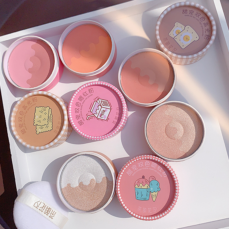 Flower Red Blush Repair Highlight Makeup Palette Genuine Nude Makeup Natural Eye Shadow DualUse plus Red Female Shadow