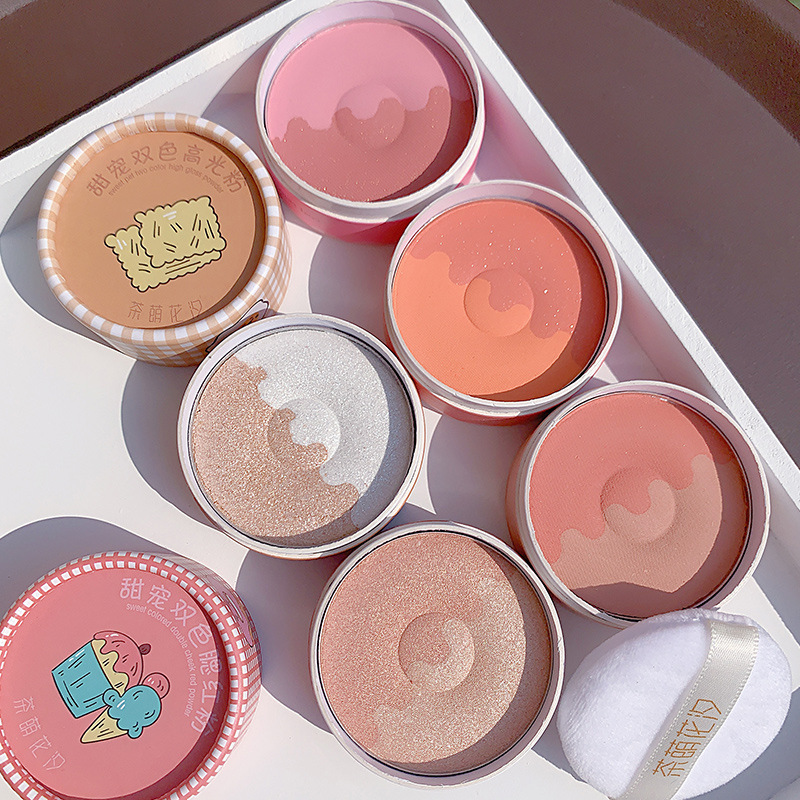 Flower Red Blush Repair Highlight Makeup Palette Genuine Nude Makeup Natural Eye Shadow DualUse plus Red Female Shadow
