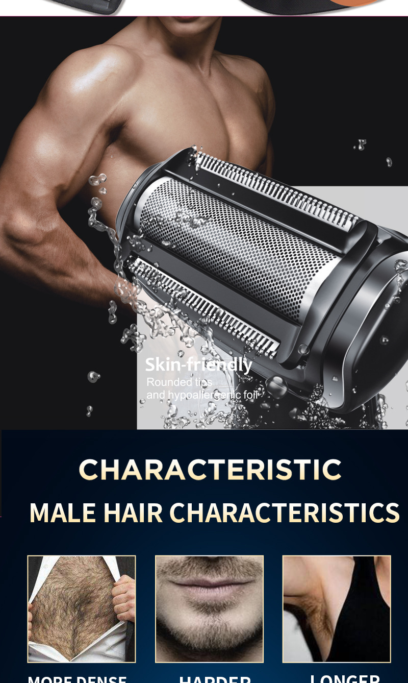 DSP Electric Shaving Kit Reciprocating Replaceable Washable Blade Rechargeable Men's Shaver European Standard