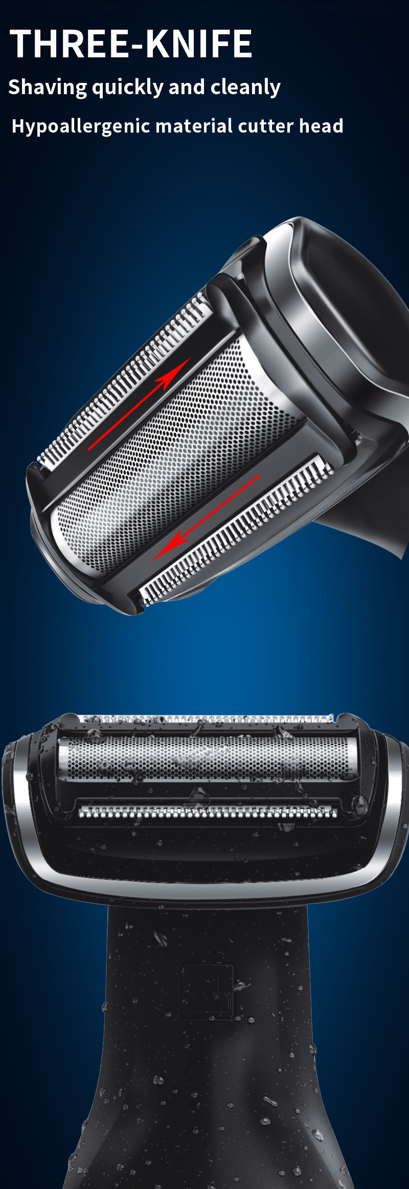 DSP Electric Shaving Kit Reciprocating Replaceable Washable Blade Rechargeable Men's Shaver European Standard