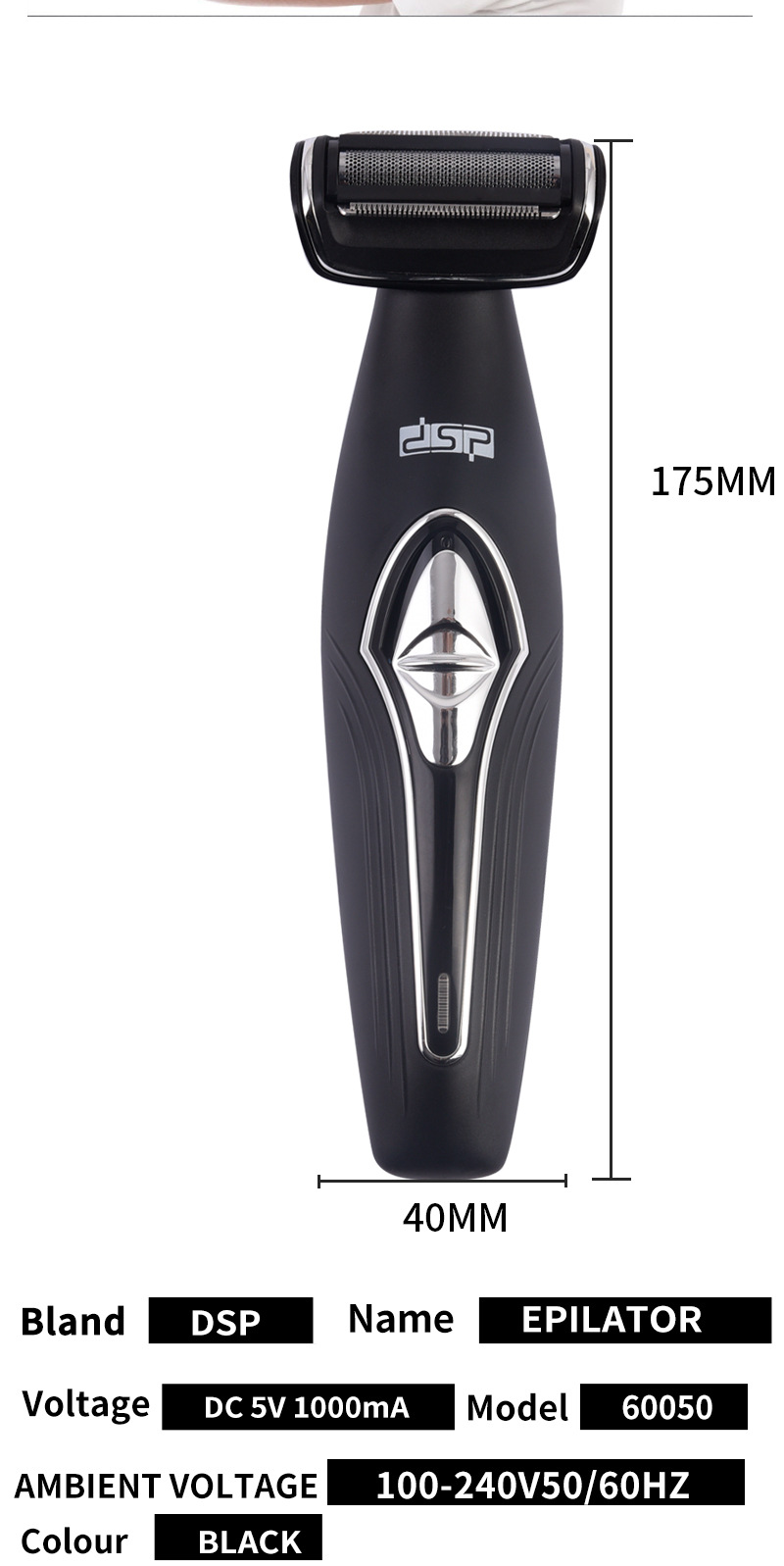 DSP Electric Shaving Kit Reciprocating Replaceable Washable Blade Rechargeable Men's Shaver European Standard