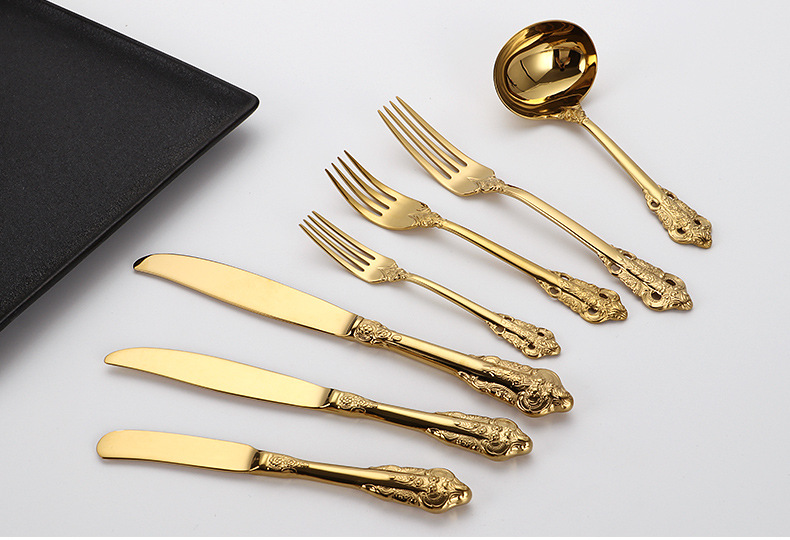 Golden 304 High quality stainless steel tableware gift set cutlery knife fork soup spoon Golden 304 High quality stainless steel tableware gift set cutlery knife fork soup spoon