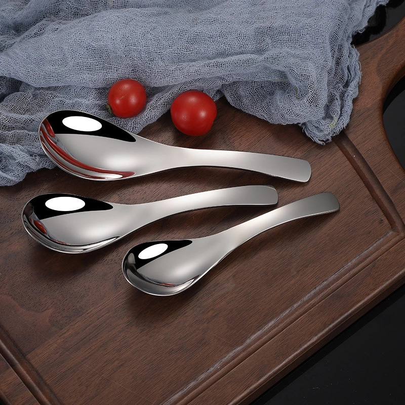 304 Stainless Steel Children Spoon Thick Short Handle Spoon Household Eating Soup Spoon Tableware Court Spoon Spoon Spoon round Bottom Spoon