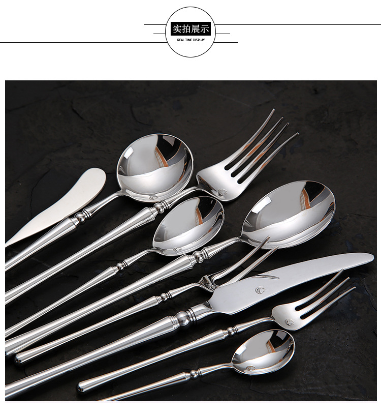 Knife, Fork,Spoon Holy Fire Tableware 304 Stainless Steel Knife and Forks Electroplated Titanium Small Waist Tableware Knife, Fork,Spoon Holy Fire Tableware 304 Stainless Steel Knife and Forks Electroplated Titanium Small Waist Tableware