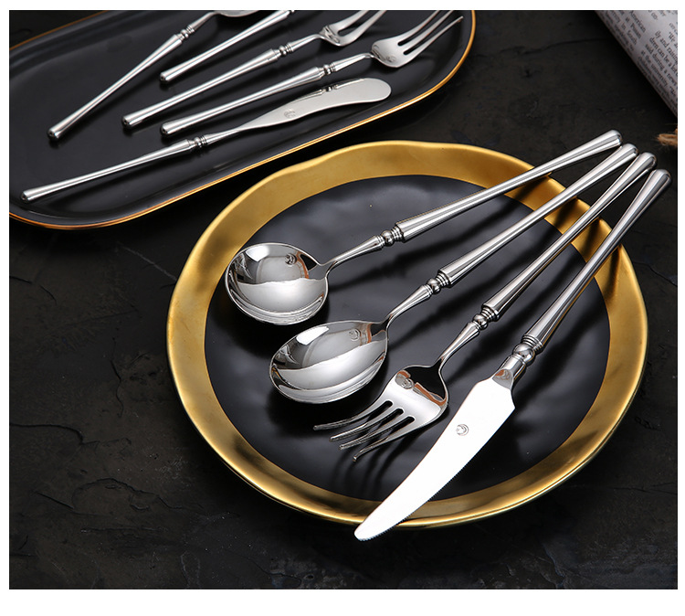 Knife, Fork,Spoon Holy Fire Tableware 304 Stainless Steel Knife and Forks Electroplated Titanium Small Waist Tableware Knife, Fork,Spoon Holy Fire Tableware 304 Stainless Steel Knife and Forks Electroplated Titanium Small Waist Tableware