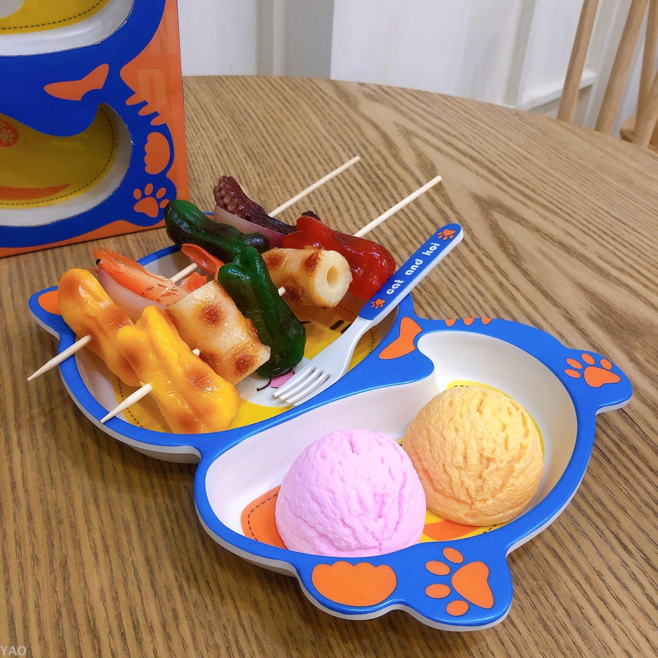 Bamboo Fiber Eco - Friendly Children's Tableware Portable Bowl Set Cartoon Lucky Cat Separate Table Plate Bamboo Fiber Eco - Friendly Children's Tableware Portable Bowl Set Cartoon Lucky Cat Separate Table Plate