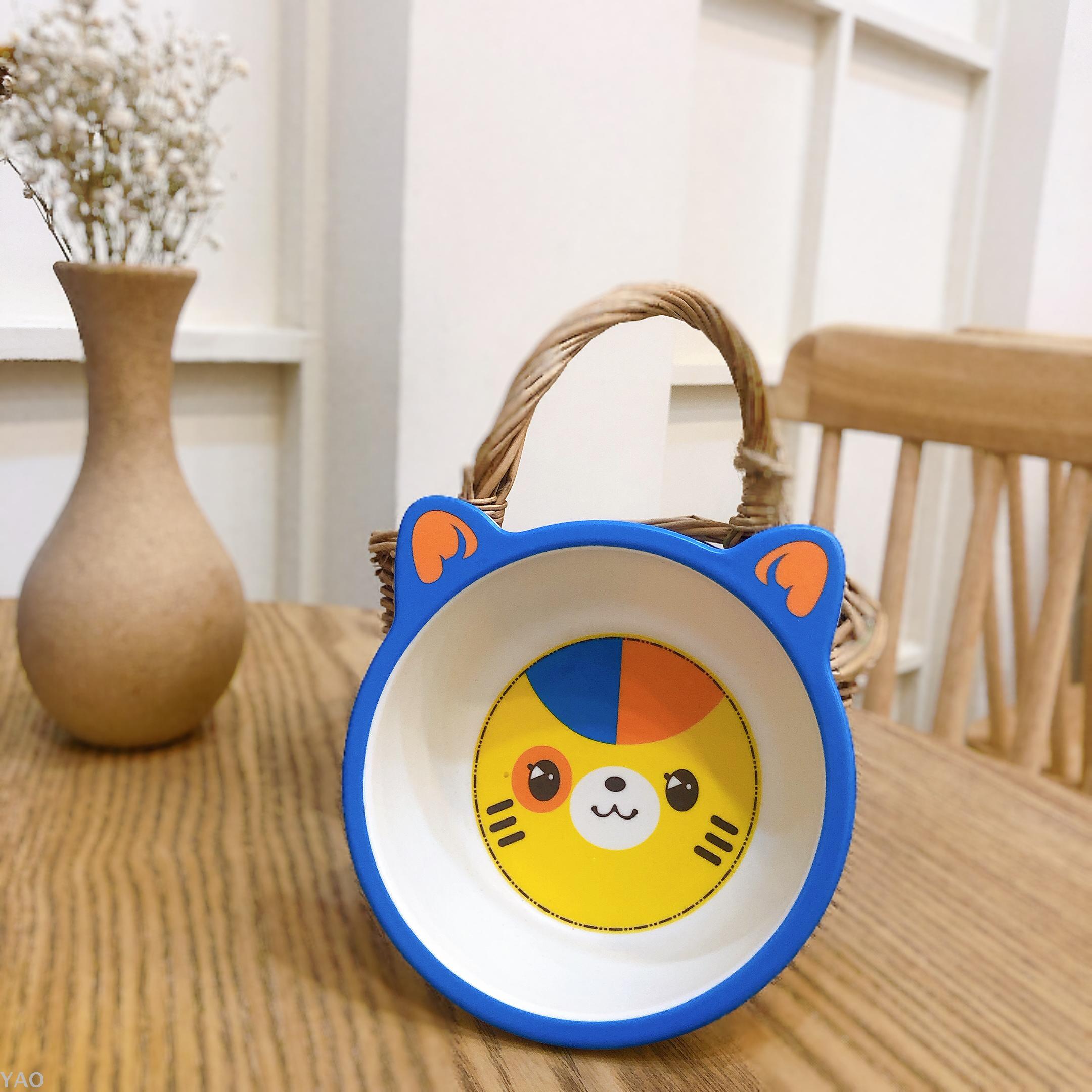 Bamboo Fiber Eco - Friendly Children's Tableware Portable Bowl Set Cartoon Lucky Cat Separate Table Plate Bamboo Fiber Eco - Friendly Children's Tableware Portable Bowl Set Cartoon Lucky Cat Separate Table Plate