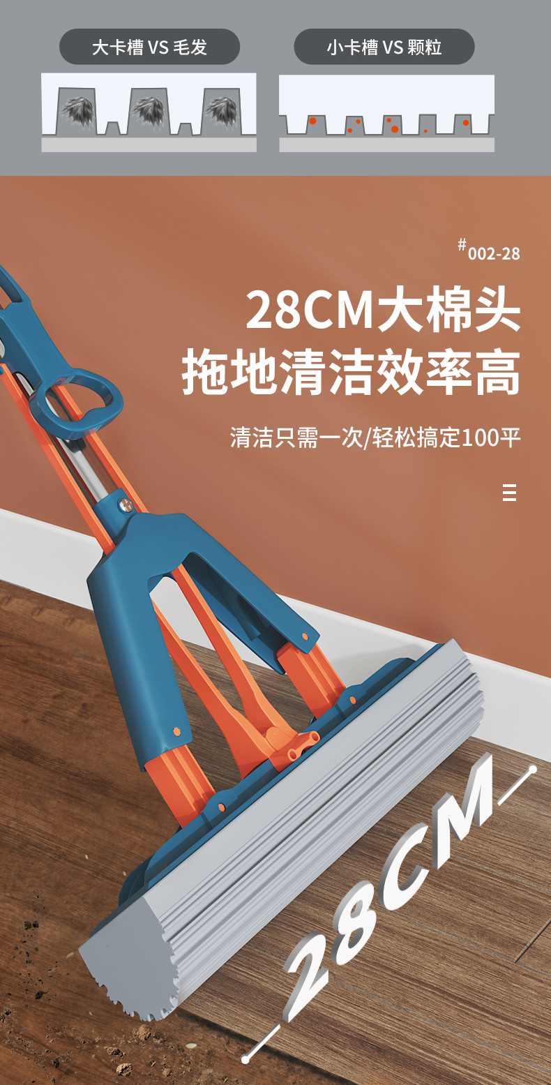 Sponge Mop Head Squeeze Water Hand-Free Mop Collodion Cotton Household Absorbent One Mop Mop Lazy Large Size Clean Sponge Mop Head Squeeze Water Hand-Free Mop Collodion Cotton Household Absorbent One Mop Mop Lazy Large Size Clean