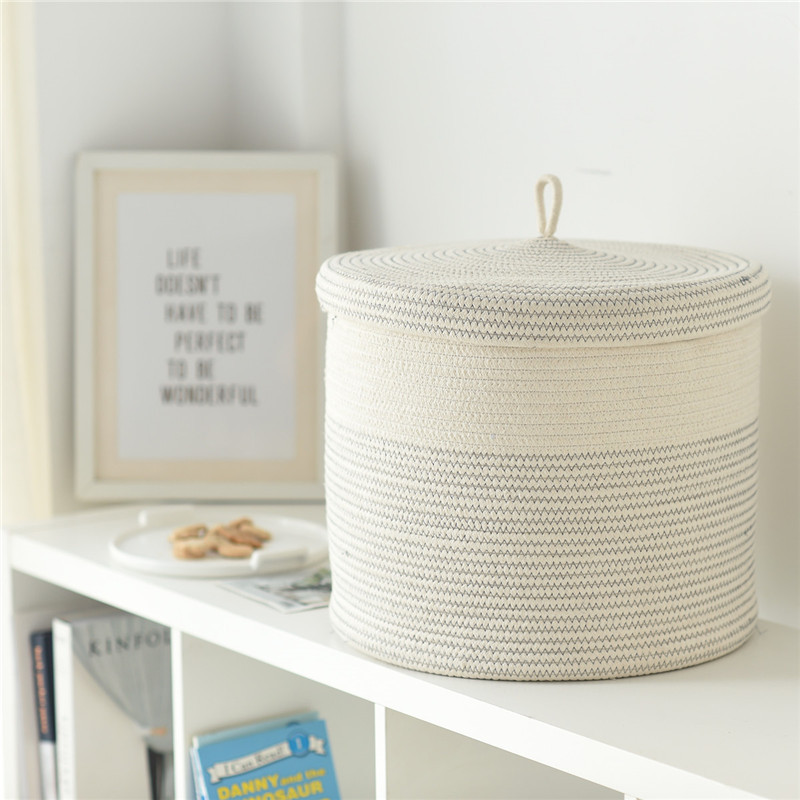 Cotton String Baskets of Clothes with Lid Toy Storage Baskets Woven Cotton String Laundry Basket Foldable Factory Direct Supply Cotton String Baskets of Clothes with Lid Toy Storage Baskets Woven Cotton String Laundry Basket Foldable Factory Direct Supply