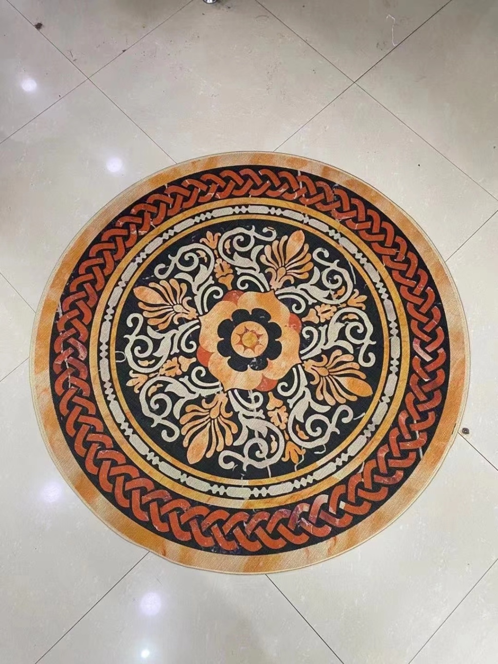 Linen round Printed Carpet Linen round Printed Carpet