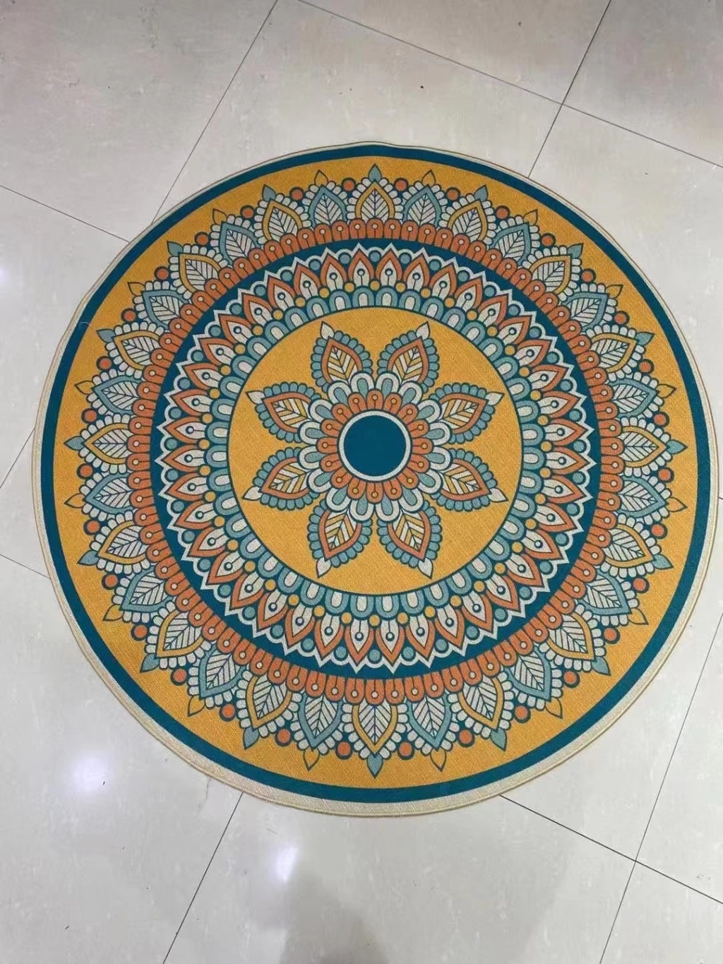 Linen round Printed Carpet Linen round Printed Carpet