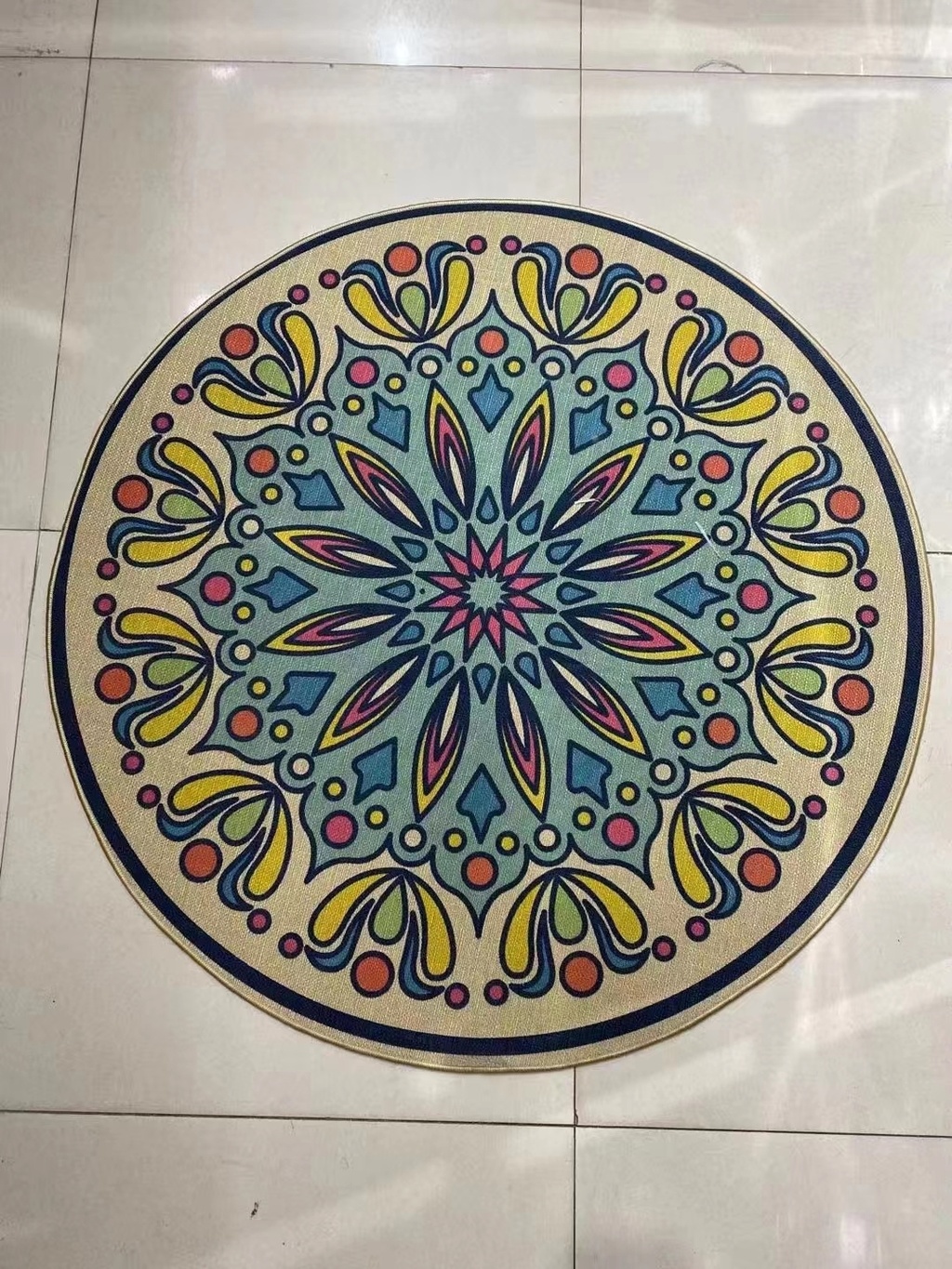 Linen round Printed Carpet Linen round Printed Carpet