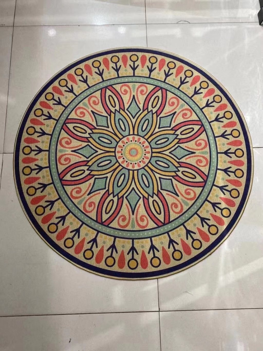 Linen round Printed Carpet Linen round Printed Carpet