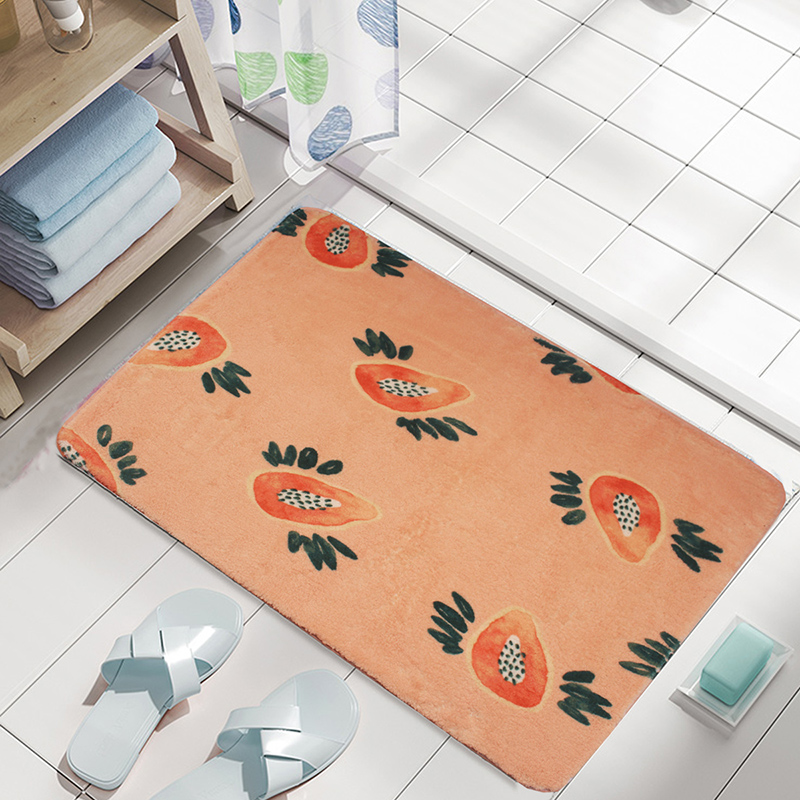 Bathroom Bathroom Entrance Door Mat Fruit Series-Variety Papaya Cashmere Soft Household Bedroom Bedside Carpet