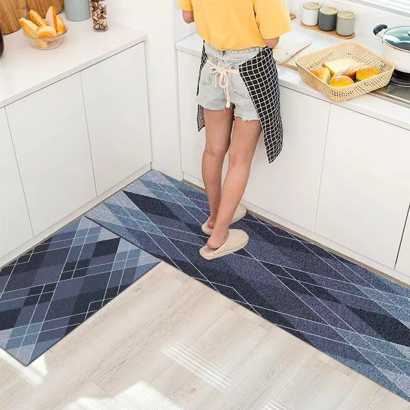 Factory Direct Sales Crystal Velvet Printed Kitchen Carpet Kitchen Floor Mat Oil Absorbing Absorbent Non-Slip Foot Mat Living Room Doormat