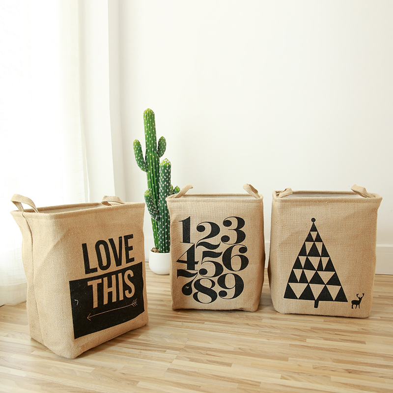 Jute Jute dirty clothes storage baskets storage Laundry Loafcloth folding Portable clothes toy buckets