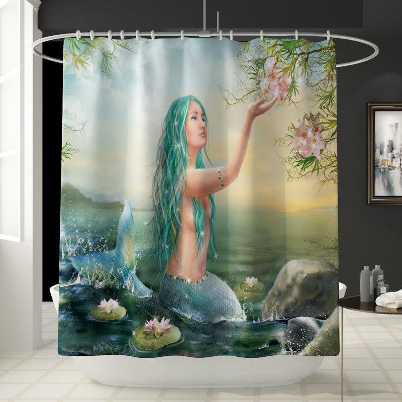 . Cross-Border Mermaid Four-Piece Amazon Bathroom Carpet Cross-Border New Arrival Shower Curtain Printing Pad Hot Sale Floor Mat Set . Cross-Border Mermaid Four-Piece Amazon Bathroom Carpet Cross-Border New Arrival Shower Curtain Printing Pad Hot Sale Floor Mat Set