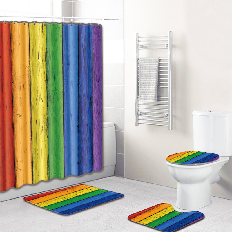 Cross-Border Supply European and American Rainbow Color Four-Piece Home Graphic Customization Factory Direct Sales Carpet Floor Mat Non-Slip Mat Cross-Border Supply European and American Rainbow Color Four-Piece Home Graphic Customization Factory Direct Sales Carpet Floor Mat Non-Slip Mat
