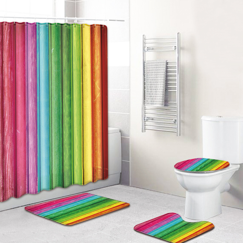 Cross-Border Supply European and American Rainbow Color Four-Piece Home Graphic Customization Factory Direct Sales Carpet Floor Mat Non-Slip Mat Cross-Border Supply European and American Rainbow Color Four-Piece Home Graphic Customization Factory Direct Sales Carpet Floor Mat Non-Slip Mat