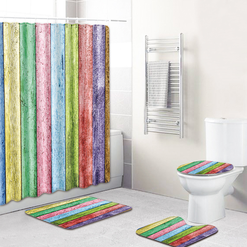 Cross-Border Supply European and American Rainbow Color Four-Piece Home Graphic Customization Factory Direct Sales Carpet Floor Mat Non-Slip Mat Cross-Border Supply European and American Rainbow Color Four-Piece Home Graphic Customization Factory Direct Sales Carpet Floor Mat Non-Slip Mat
