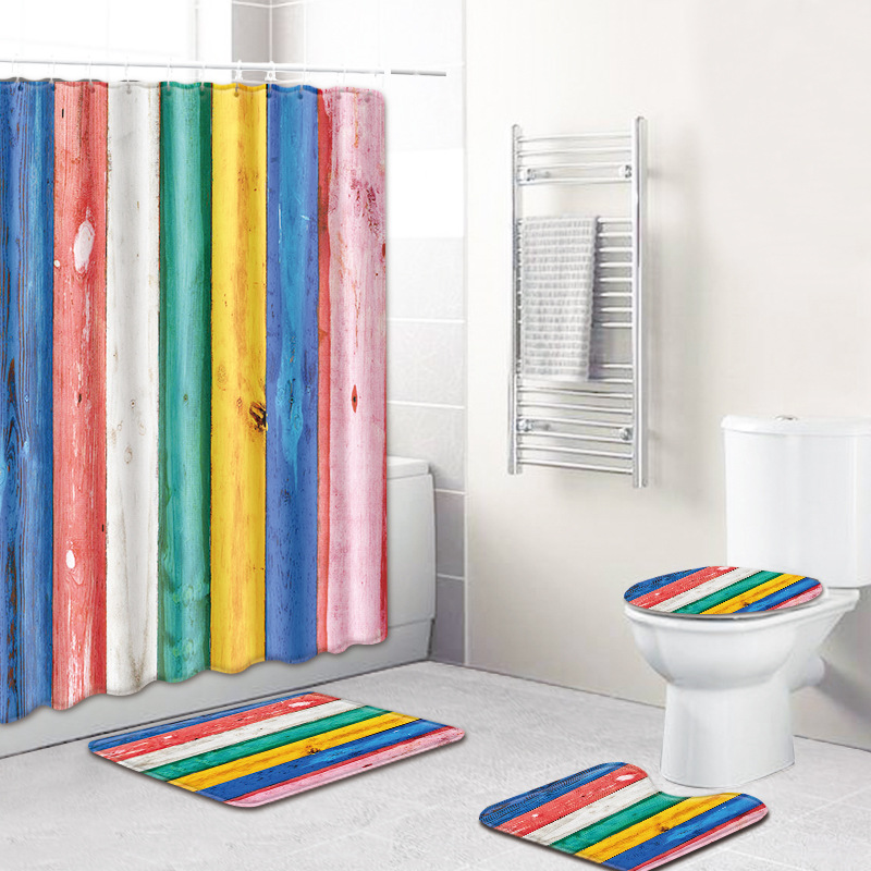 Cross-Border Supply European and American Rainbow Color Four-Piece Home Graphic Customization Factory Direct Sales Carpet Floor Mat Non-Slip Mat Cross-Border Supply European and American Rainbow Color Four-Piece Home Graphic Customization Factory Direct Sales Carpet Floor Mat Non-Slip Mat