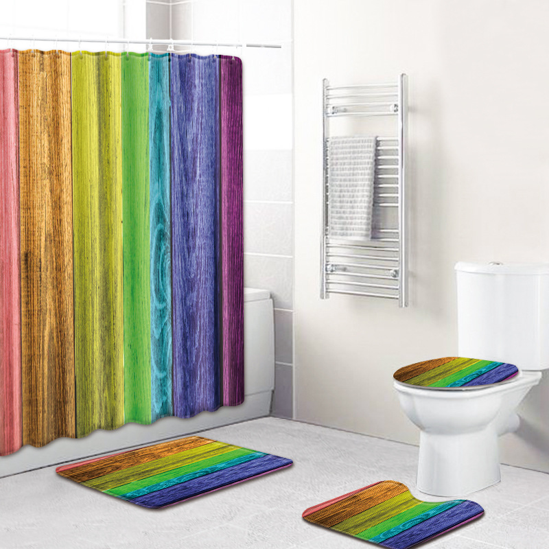 Cross-Border Supply European and American Rainbow Color Four-Piece Home Graphic Customization Factory Direct Sales Carpet Floor Mat Non-Slip Mat Cross-Border Supply European and American Rainbow Color Four-Piece Home Graphic Customization Factory Direct Sales Carpet Floor Mat Non-Slip Mat