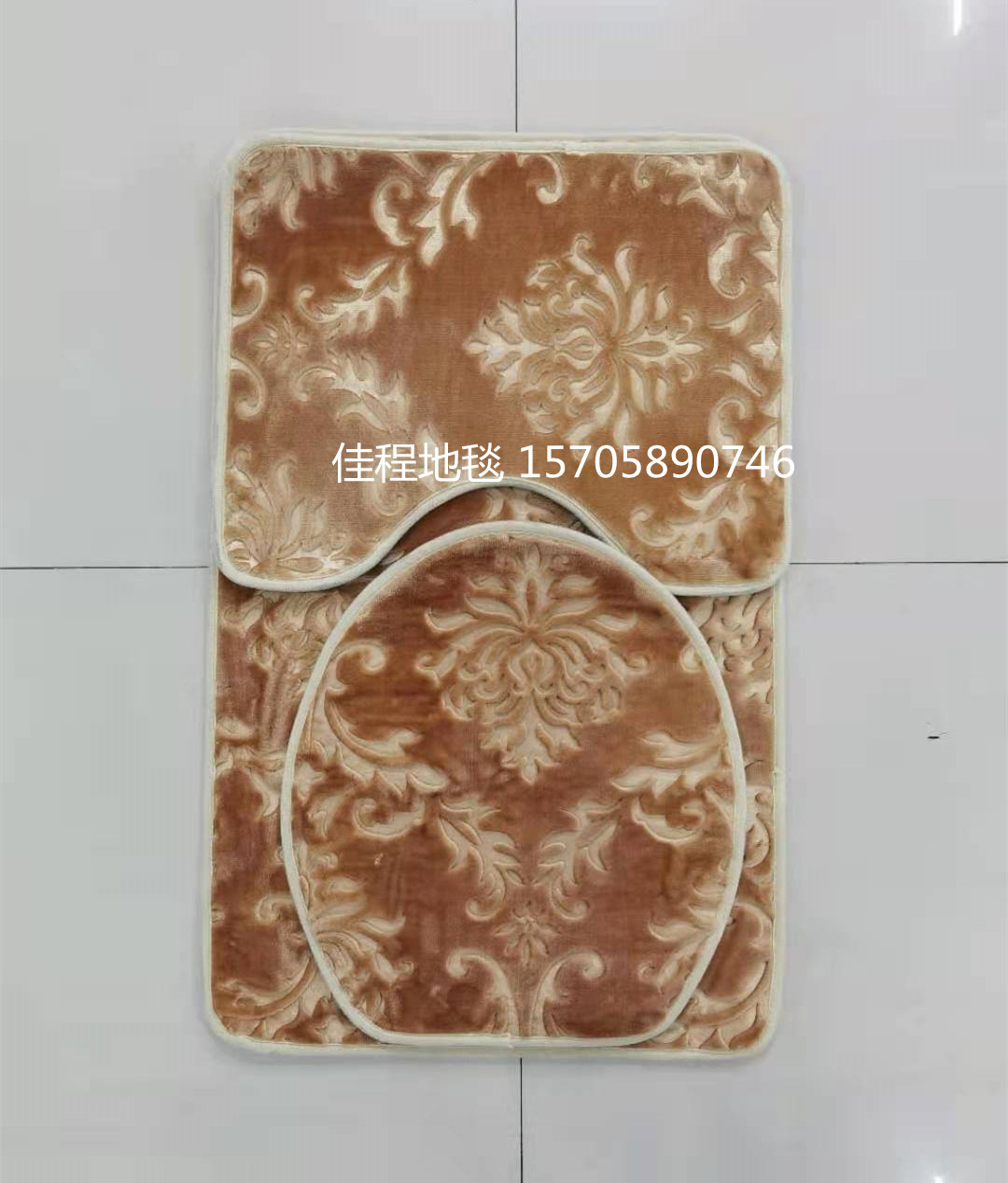 Plain Embossed Toilet Three-Piece Floor Mat Combination Floor Mat Carpet Solid Color Embossed Floor Mat Absorbent mat