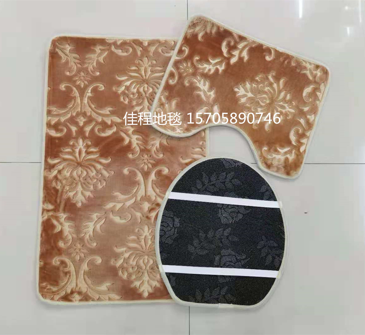 Plain Embossed Toilet Three-Piece Floor Mat Combination Floor Mat Carpet Solid Color Embossed Floor Mat Absorbent mat Plain Embossed Toilet Three-Piece Floor Mat Combination Floor Mat Carpet Solid Color Embossed Floor Mat Absorbent mat