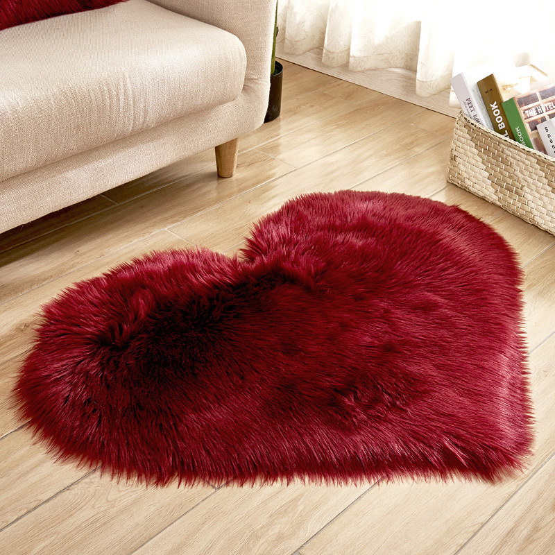 New Supply Wool-like Carpet Home Decoration Living Room Sofa Thickened Heart-Shaped Creative Plush Customized Floor Mat