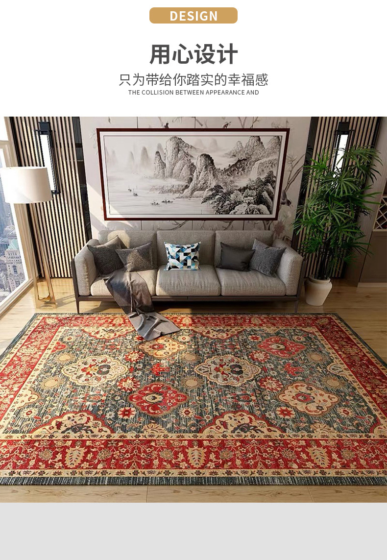 Turkish Living Room Carpet Bedroom Persian American Country Retro Floor Mat Table Carpet Non-Slip Bedside Blanket Wholesale Turkish Living Room Carpet Bedroom Persian American Country Retro Floor Mat Table Carpet Non-Slip Bedside Blanket Wholesale