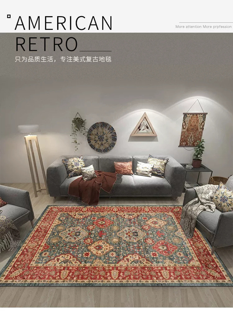 Turkish Living Room Carpet Bedroom Persian American Country Retro Floor Mat Table Carpet Non-Slip Bedside Blanket Wholesale Turkish Living Room Carpet Bedroom Persian American Country Retro Floor Mat Table Carpet Non-Slip Bedside Blanket Wholesale