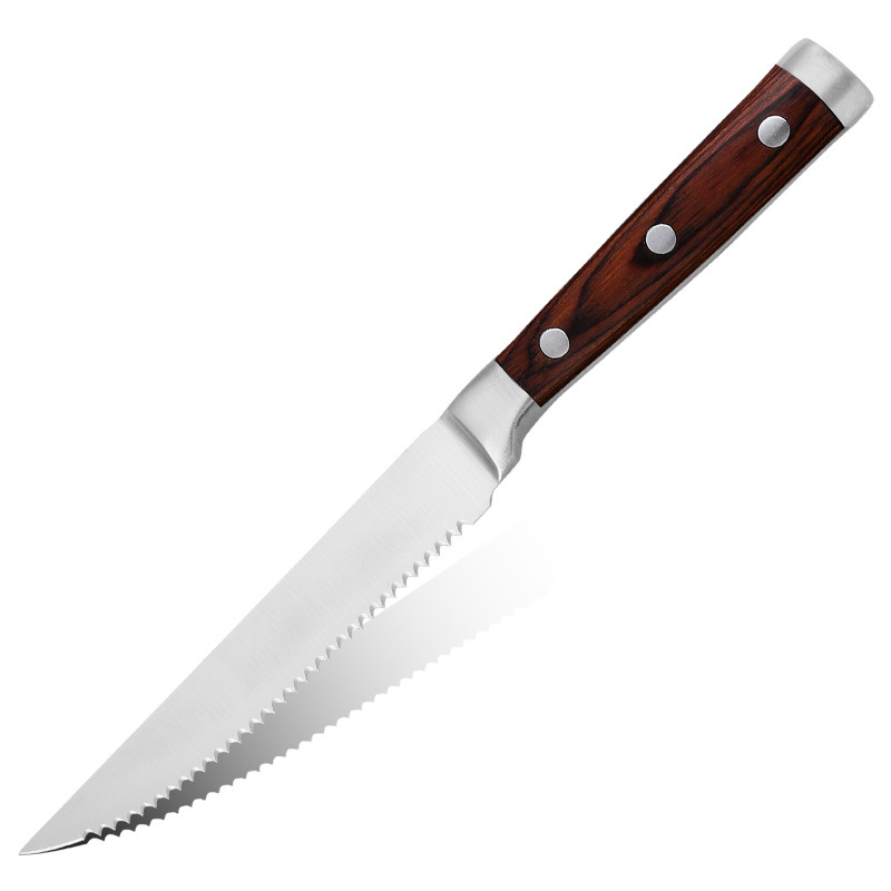 Cross-Border Spot German Steel Table Knife Household Serrated Steak Knife Kitchen Hotel Steak Knife Sharp Fruit Knife