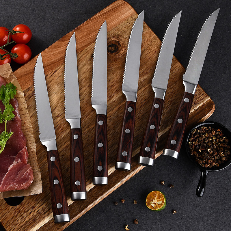 Cross-Border Spot German Steel Table Knife Household Serrated Steak Knife Kitchen Hotel Steak Knife Sharp Fruit Knife