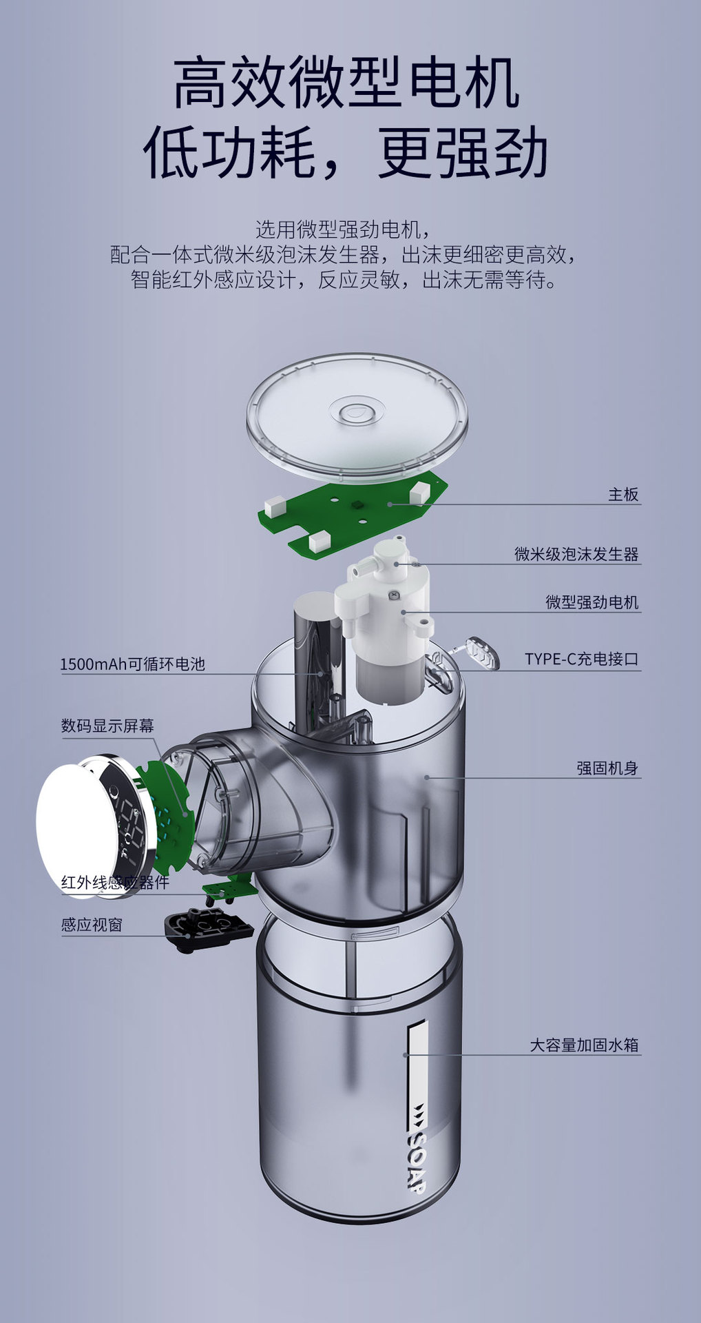 Popular Private Model with Screen Smart Automatic Hand Washing Machine Home Kitchen Bathroom Soap Dispenser Infrared Touch-Free Washing Phone