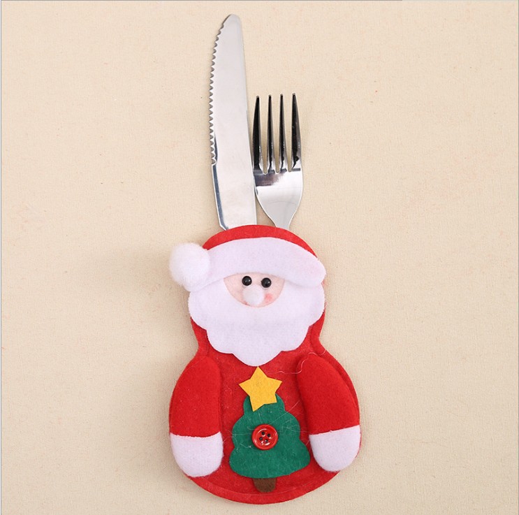 Christmas Decorations Christmas Dining-Table Decoration Christmas Tableware Set Santa Claus Knife and Fork Set