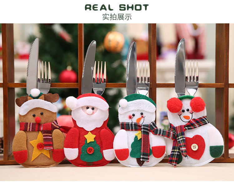 Christmas Decorations Christmas Dining-Table Decoration Christmas Tableware Set Santa Claus Knife and Fork Set