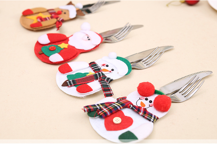 Christmas Decorations Christmas Dining-Table Decoration Christmas Tableware Set Santa Claus Knife and Fork Set
