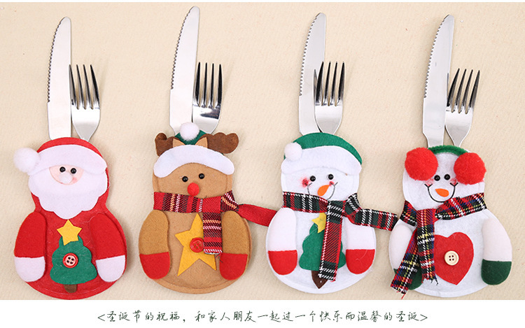 Christmas Decorations Christmas Dining-Table Decoration Christmas Tableware Set Santa Claus Knife and Fork Set