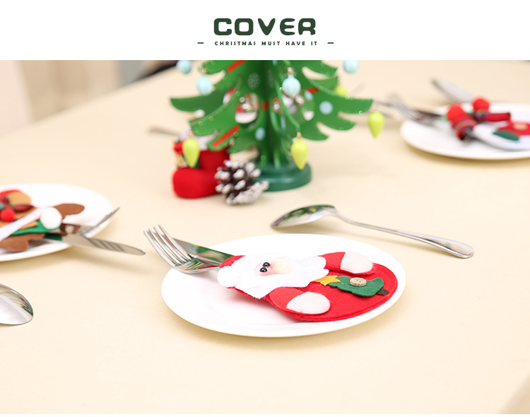 Christmas Decorations Christmas Dining-Table Decoration Christmas Tableware Set Santa Claus Knife and Fork Set