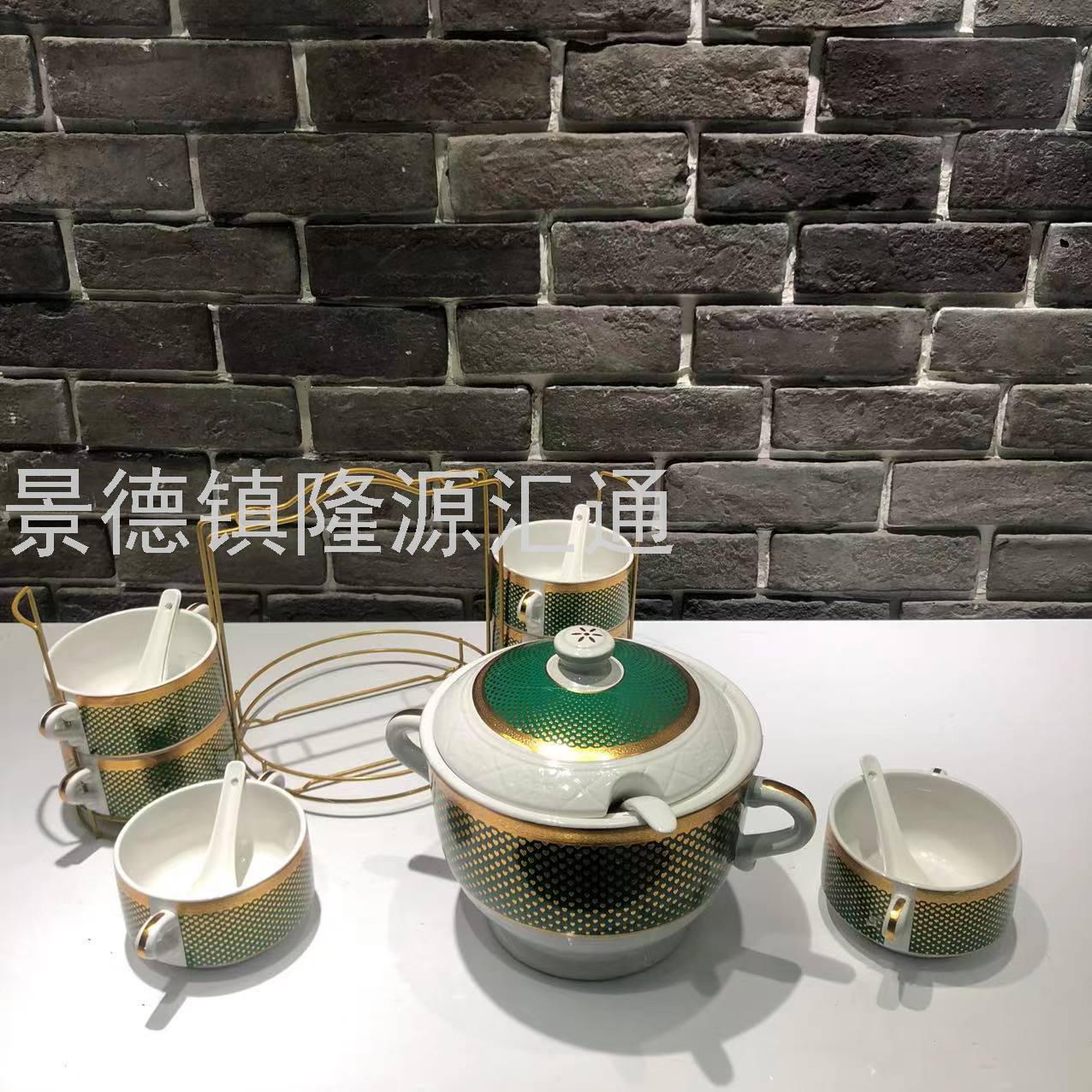 Jingdezhen Ceramic Soup Pot Set Dual-Sided Stockpot Noodle Cup Freshness Bowl Storage Tank Casserole Electric Soup Pot