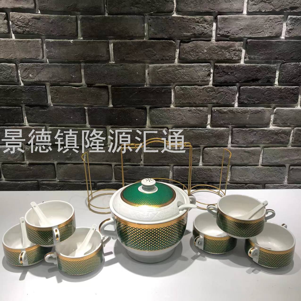 Jingdezhen Ceramic Soup Pot Set Dual-Sided Stockpot Noodle Cup Freshness Bowl Storage Tank Casserole Electric Soup Pot
