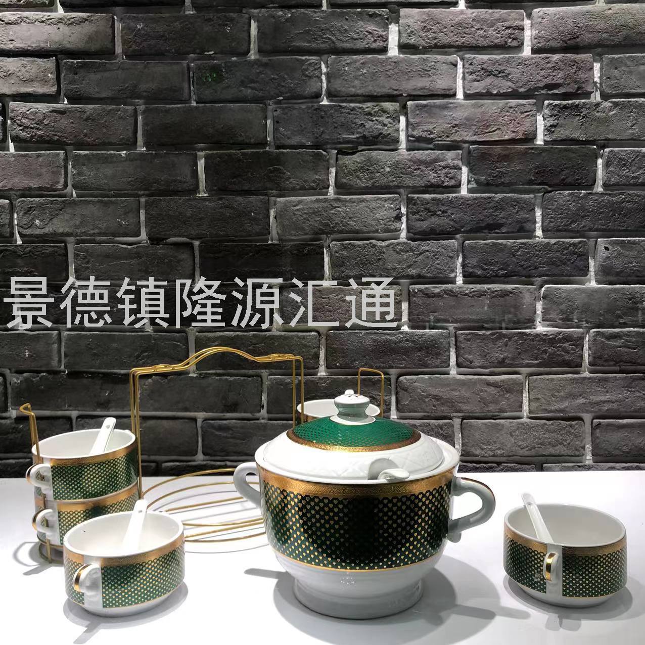 Jingdezhen Ceramic Soup Pot Set Dual-Sided Stockpot Noodle Cup Freshness Bowl Storage Tank Casserole Electric Soup Pot