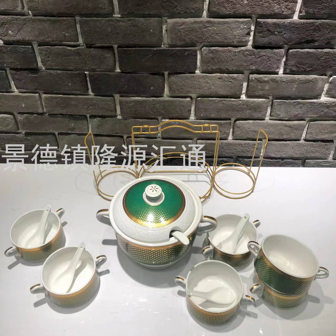 Jingdezhen Ceramic Soup Pot Set Dual-Sided Stockpot Noodle Cup Freshness Bowl Storage Tank Casserole Electric Soup Pot