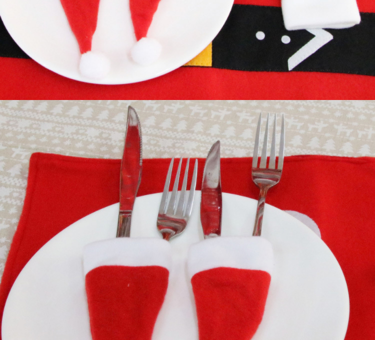 Christmas Wine Bottle Hat Christmas Hat Christmas Hat Knife and Fork Set Party Table Wine Bottle Decoration Decorations